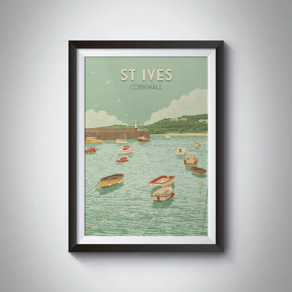 St Ives Cornwall Travel Poster, Seaside Travel Print
