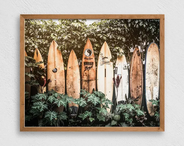 Retro Surfboard Print, Vintage Hawaii Beach Decor