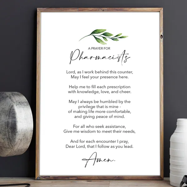 Pharmacists Prayer Christian Minimalist Wall Art Print
