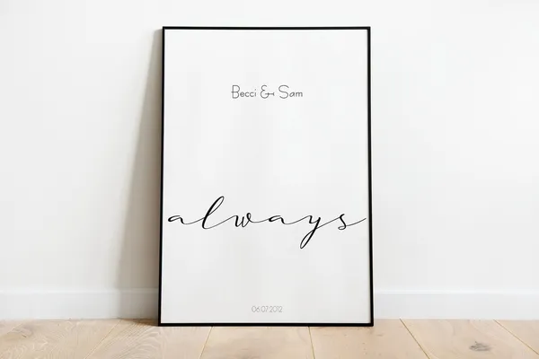 Always Personalized Love Art Print, Wedding Gift