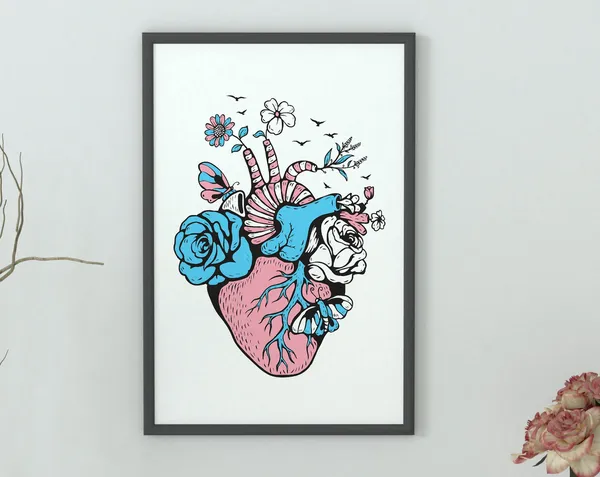 Transgender Pride Heart LGBTQ Gift Poster Print