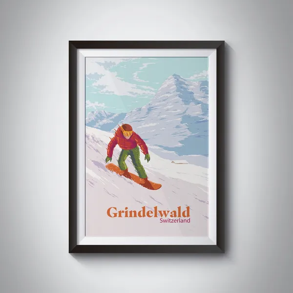 Grindelwald Switzerland Alpine Travel Poster Print