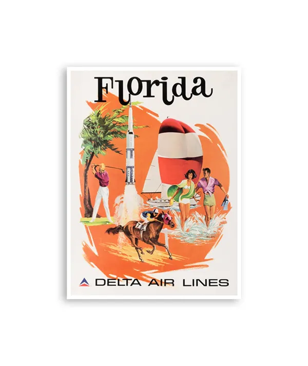 Florida Retro Travel Poster, USA Wall Decor