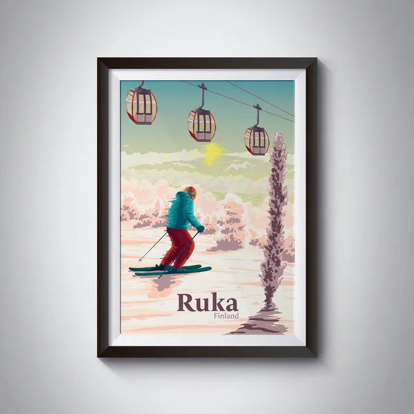 Ruka Finland Travel Poster, Skiing and Lapland