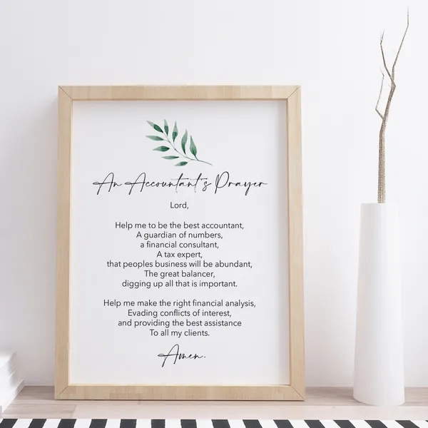 Accountants Prayer, Minimalist Gift Wall Art Print