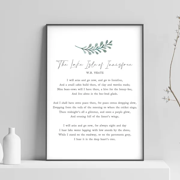 The Lake Isle Of Innisfree Minimalist Quote Art Print