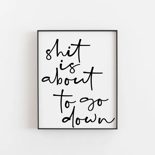Funny Bathroom Wall Art, Shit Is About To Go Down