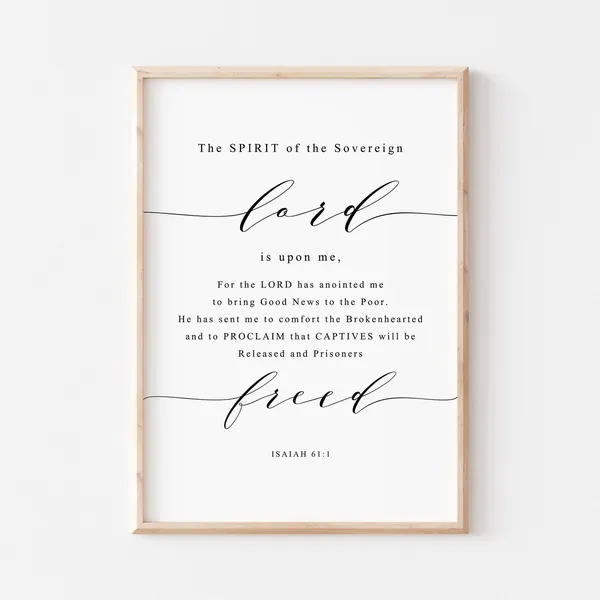 Isaiah 61:1 Scripture Print, Christian Wall Art