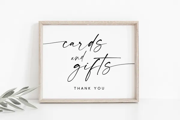 Cards and Gifts Wedding Sign, Reception Print