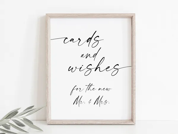 Wedding Cards and Wishes Reception Sign Art Print