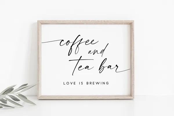 Coffee And Tea Bar Sign, Wedding Drinks Art Print