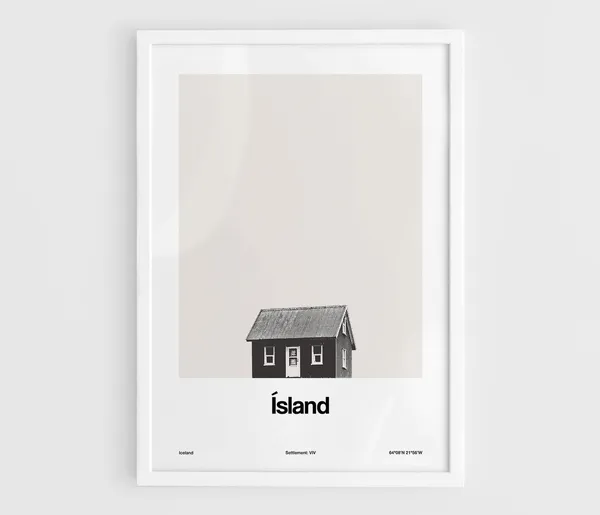 Lonely Iceland House Minimalist Travel Poster