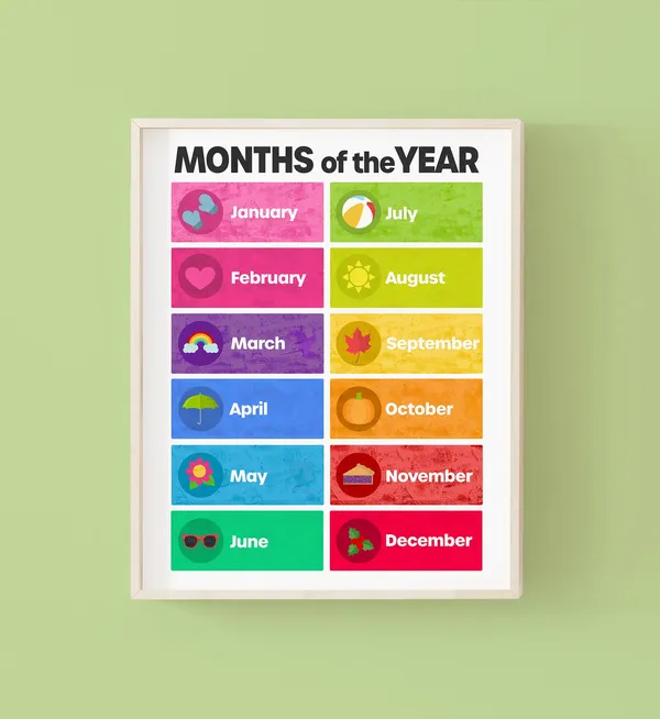 Rainbow Months of the Year Nursery Learning Poster