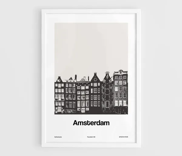 Amsterdam Minimalist Travel Poster, Netherlands Canals