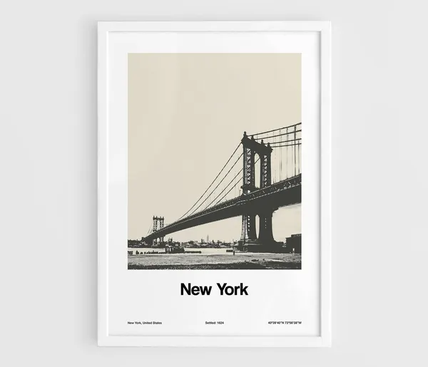 Manhattan Bridge Minimalist Art Print, New York City