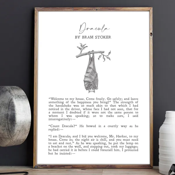 Dracula Bram Stoker Quote Print, Minimalist Horror