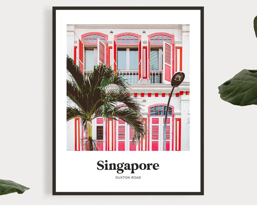 Singapore Duxton Road Shophouses Travel Poster