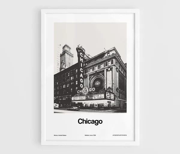 Chicago Skyline Minimalist Travel Poster, Custom City