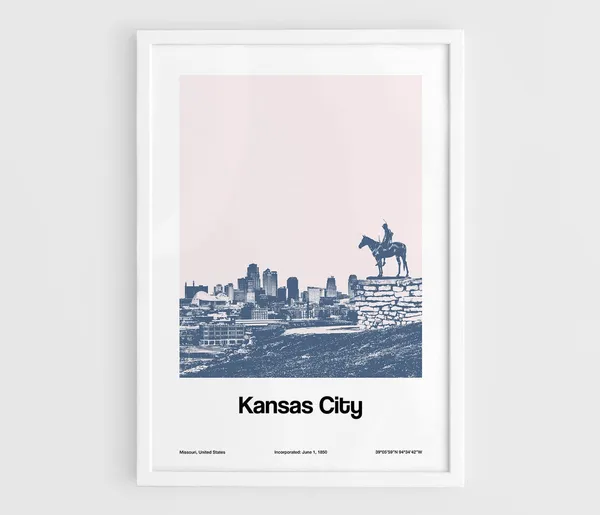 Kansas City Skyline The Scout, Minimalist Art Print