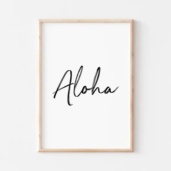 Aloha Hawaii Beach Poster, Tropical Wall Decor