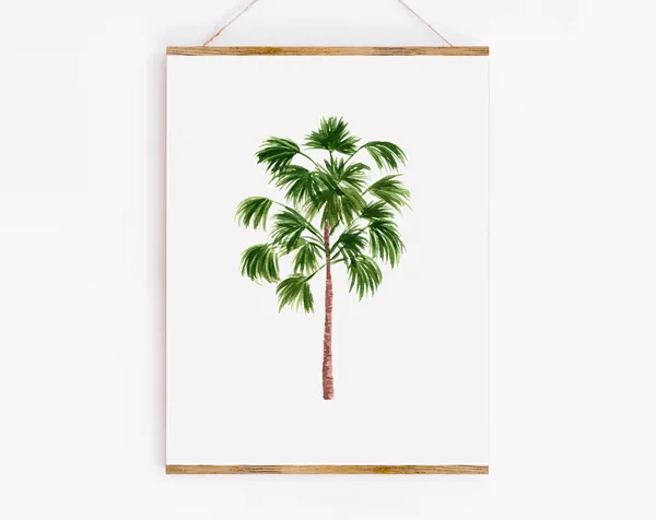 Windmill Palm Tree Watercolor Botanical Art Print
