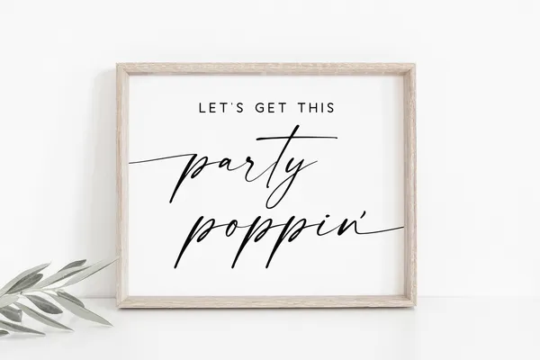 Party Poppin Sign Popcorn Bar Wedding Poster