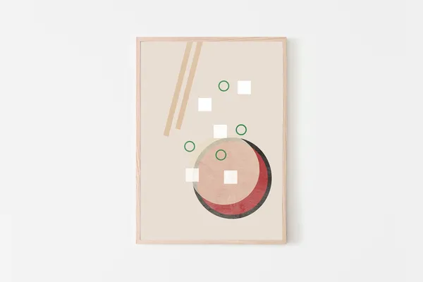 Miso Soup Modern Giclee Print, Japanese Food Decor