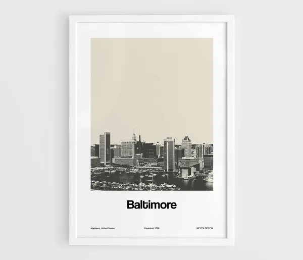 Baltimore Inner Harbor, Maryland Minimalist Art Print