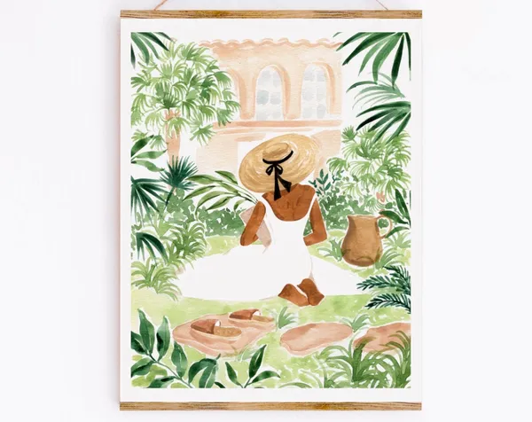 Little Gardener II, Botanical Watercolor Gouache Print
