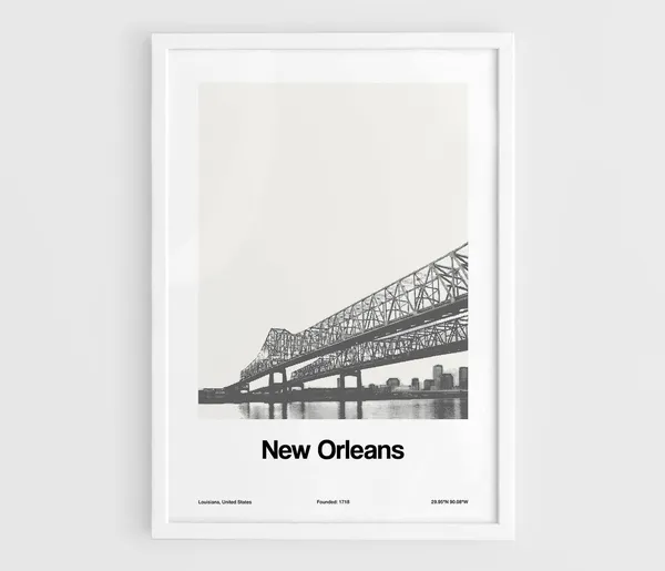New Orleans Crescent City Connection Minimalist Travel Poster