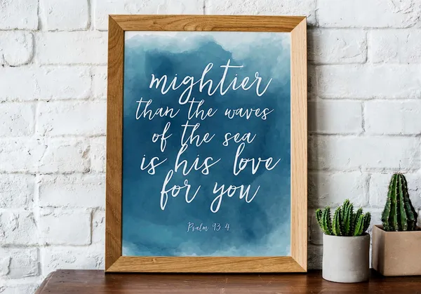 Psalm 93v4 Bible Verse Art Print, Christian Scripture