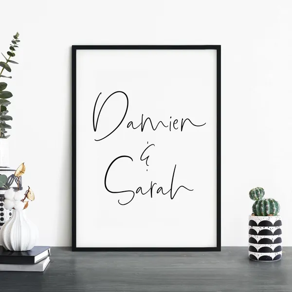Custom Couples Names Poster Print, Personalized Text