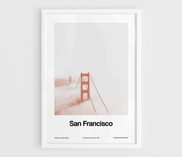 San Francisco Golden Gate Bridge Poster, Minimalist Cityscape