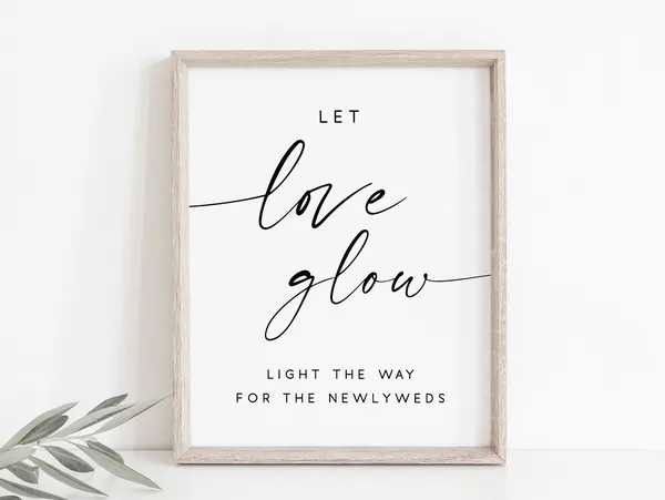 Let Love Glow Wedding Sign, Love Sparkle Art Print