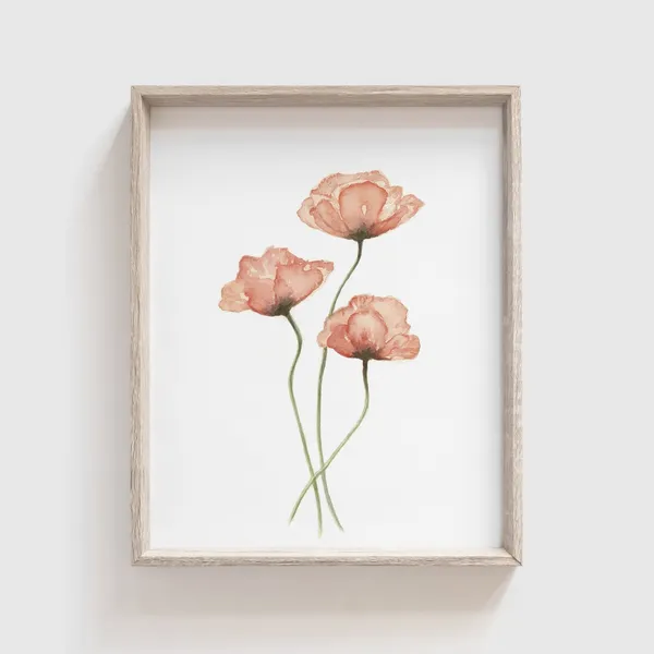 Poppy Watercolor Art Print, Floral Home Decor