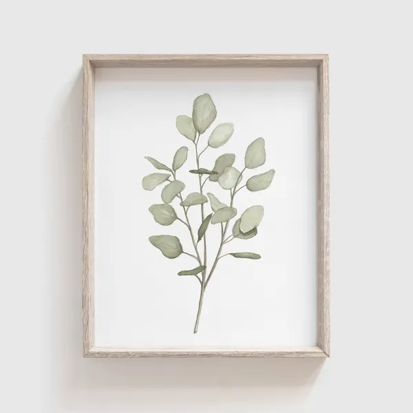 Eucalyptus Branch Watercolor Art Print, Home Decor