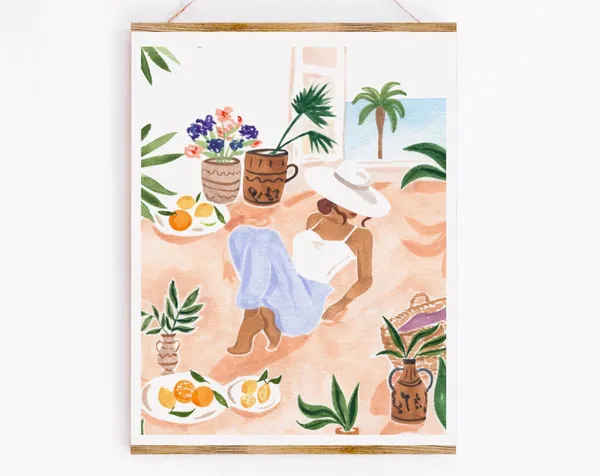 Woman Sitting By The Window Art Print, Tropical Portrait