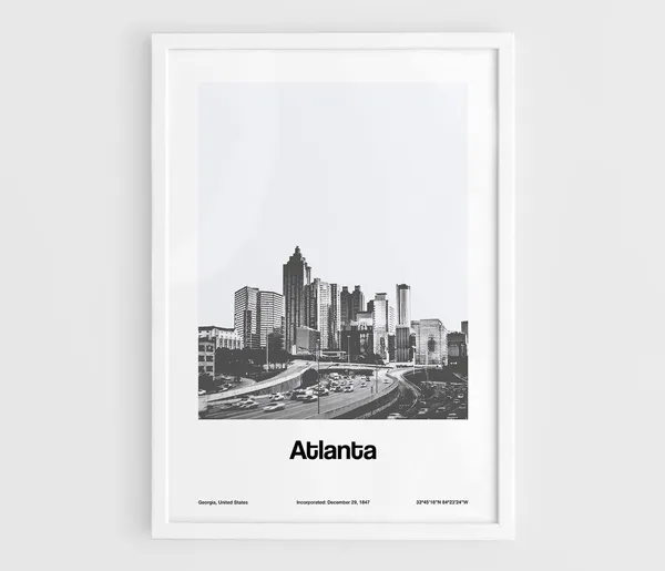 Atlanta Georgia Minimalist Skyline Custom Art Print