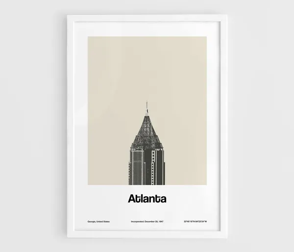 Atlanta Georgia Custom Minimalist Skyline Art Print