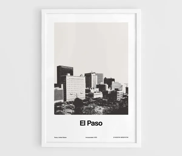 El Paso Custom Skyline Minimalist Wall Art Print