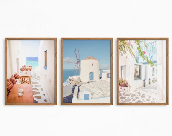 Santorini Path, Greece Travel Poster Art Print