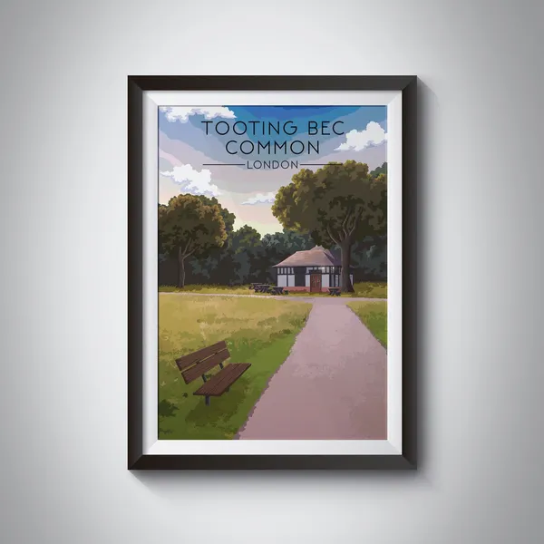 Tooting Bec Common London Travel Poster, Southwest London
