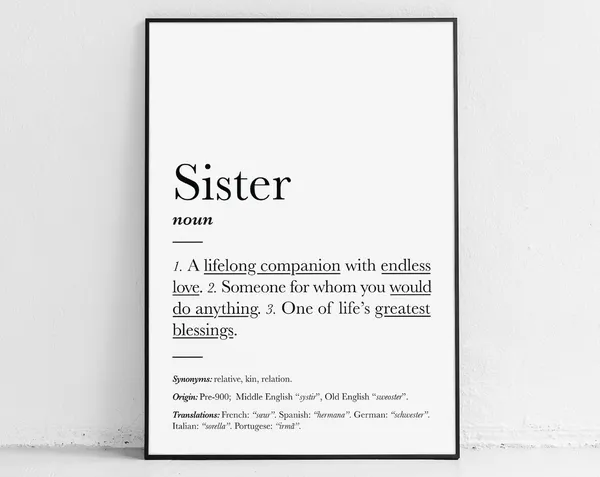 Sisterly Love Sisters Quote Definition Art Print