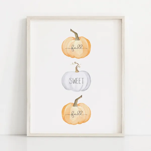 Fall Sweet Fall Autumn Mini Pumpkins Stack Art Print