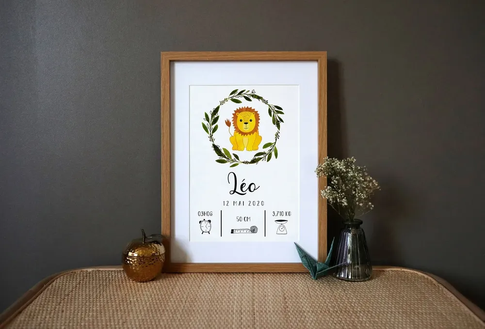 Personalized Lion Watercolor Art Print