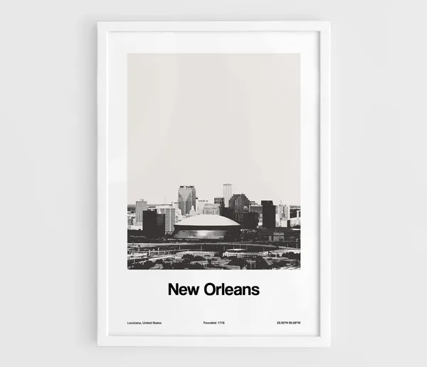 New Orleans Skyline, Minimalist City Art Print