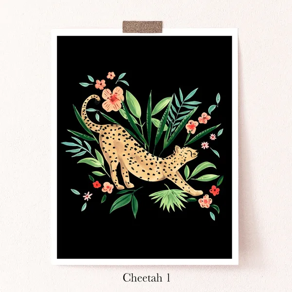 Sweet Cheetahs Watercolor Animal Art Prints