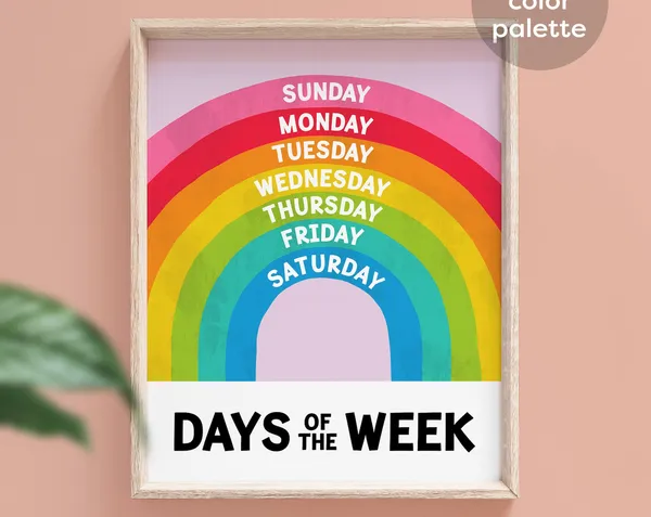 Rainbow Days of the Week Nursery Classroom Poster