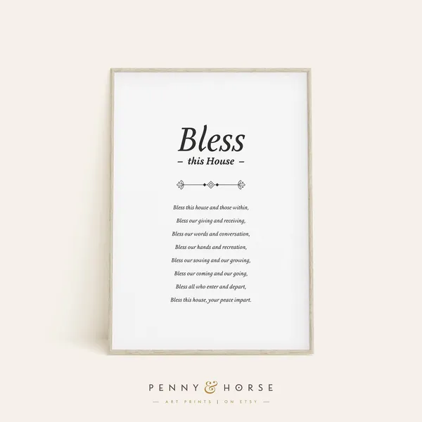 Bless This House Prayer Quote Wall Art Print