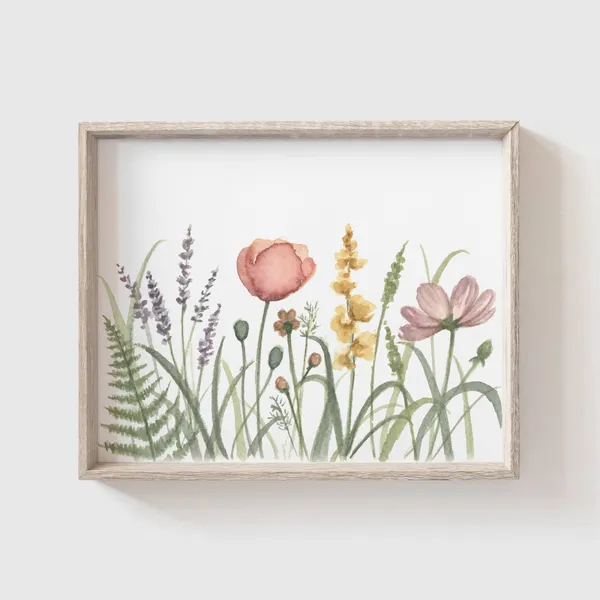 Wildflower Poppies Floral Watercolor Art Print